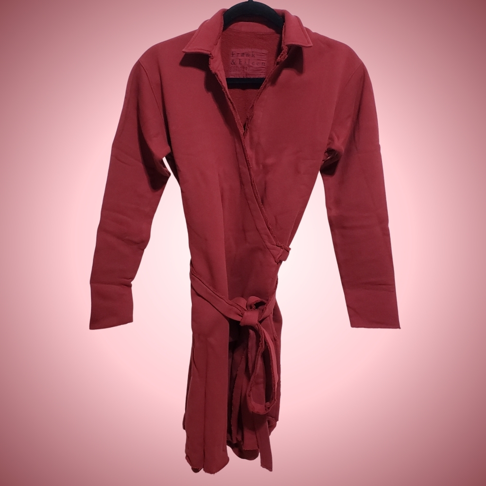 Frank & Eileen Willa Dress Long Sleeve Triple Fleece Wrap Women Cranberry NWOT ❤